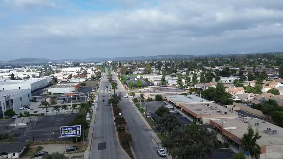 Aerial view of the neighborhood around the practice in Montclair, California.
